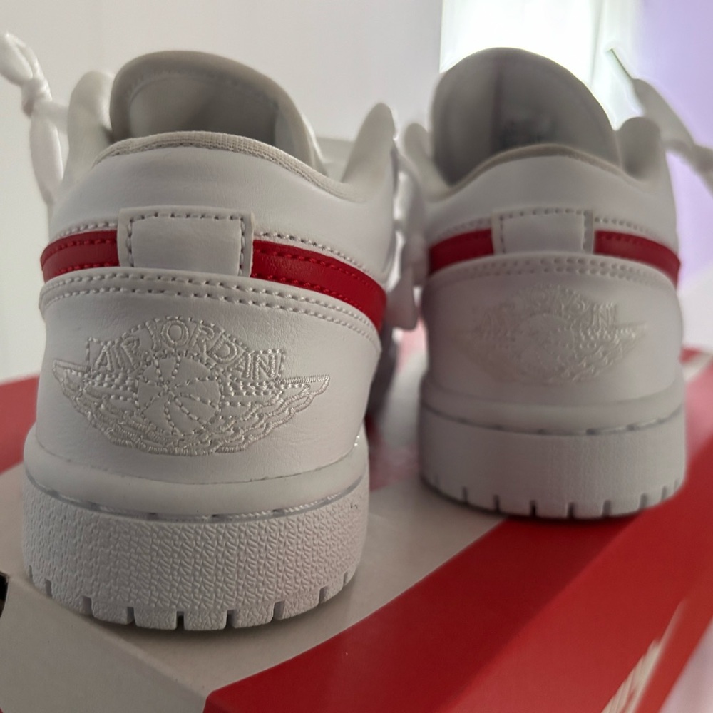 Jordan White and Red Sneakers Classic Design